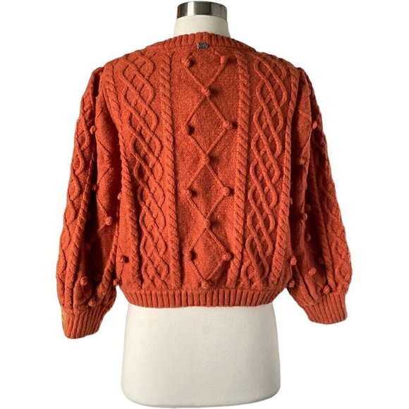 For Love & Lemons Florentina Sweater Ginger Cable Knit Size S NWT Cozy Fall - Picture 5 of 10